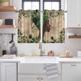 thumbnail image 2 of Sage Green Black Women Kitchen Curtains Window Panels, Spring Eucalyptus Brown Wooden Insulated Window Treatment Curtain, Grommet Curtains for Bedroom/Living Room/Bathroom, 2 Piece 42"Wx45"L, 2 of 8