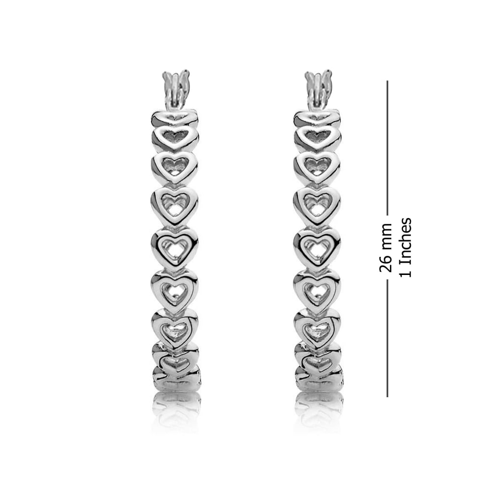 LeCalla 925 Sterling Silver Love Heart Infinity Linked Click Top Hoop Earrings Jewelry for Women and Teen 26MM