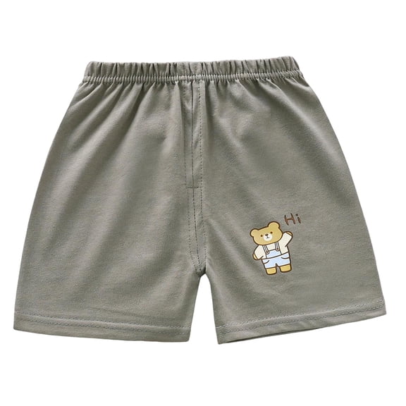 Boys Cotton Shorts with Elastic Waist, Bear Print, for Kids to Kids 2T-8 Years, Gray,Size 2-3T
