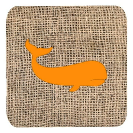 

Whale Burlap And Orange Foam Coasters - Set 4 3.5 x 3.5 In.