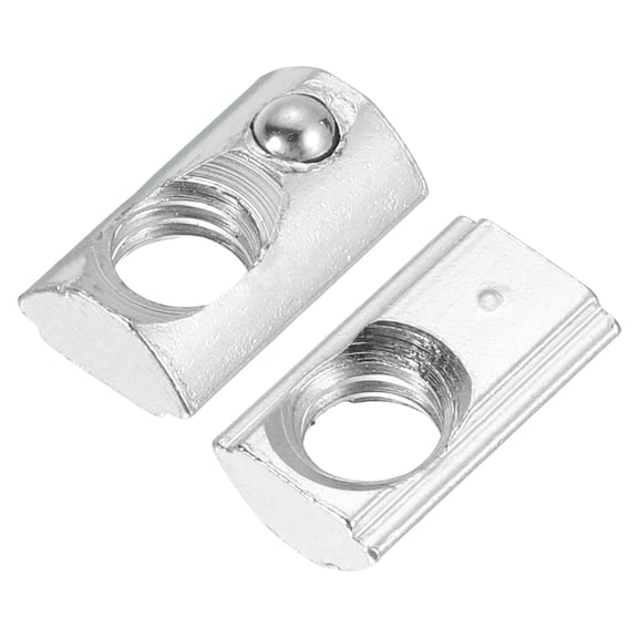 Uxcell M6 T Spring Nut, 10 Pack Half Round Roll in Spring Nut, Carbon Steel Nickel Plated Roll Ball Elastic Nut with Slot 6.5mm for Aluminum Extrusion Profile