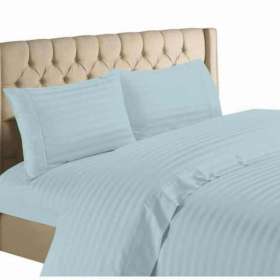 Home Collection 1200 Thread Count 100% Cotton Egyptian Quality Deep Pocket Stripe Sheet Set (Queen, Blue)