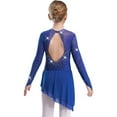 thumbnail image 4 of TiaoBug Kids Girls Sparkly Figure Skating Dress Long Sleeve Modern Lyrical Dance Dress for Competitions Blue 14, 4 of 5