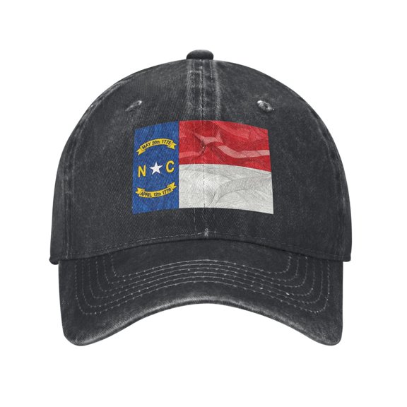 Men Women Washed Twill Baseball Cap North-Nc-Carolina Flag Adjustable Dad Hat Black