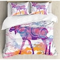 thumbnail image 3 of Moose Twin Size Duvet Cover Set, Unusual Deer Figure with Trippy Featured Color Effects Digital Vivid Display, Decorative 2 Piece Bedding Set with 1 Pillow Sham, Mauve and Orange, by Ambesonne, 3 of 3