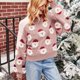 thumbnail image 4 of Sudadera de Mujer Gibobby Suéter de punto con patrón de cabeza de Papá Noel Lindo Pink M, 4 of 5