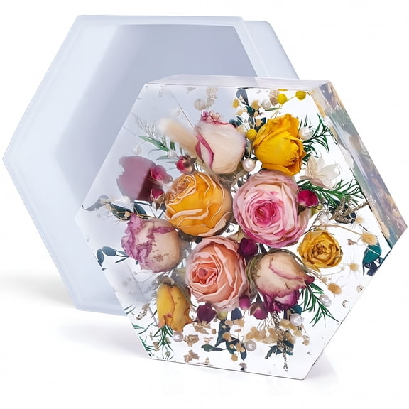 ACDANC Large Silicone Molds for Resin,Resin Hexagon Molds 7'' x 2'',Deep Epoxy Resin Molds for Flowers Preservation,Resin Art,Resin Casting,DIY Wedding,Valentine,Anniversary Gift