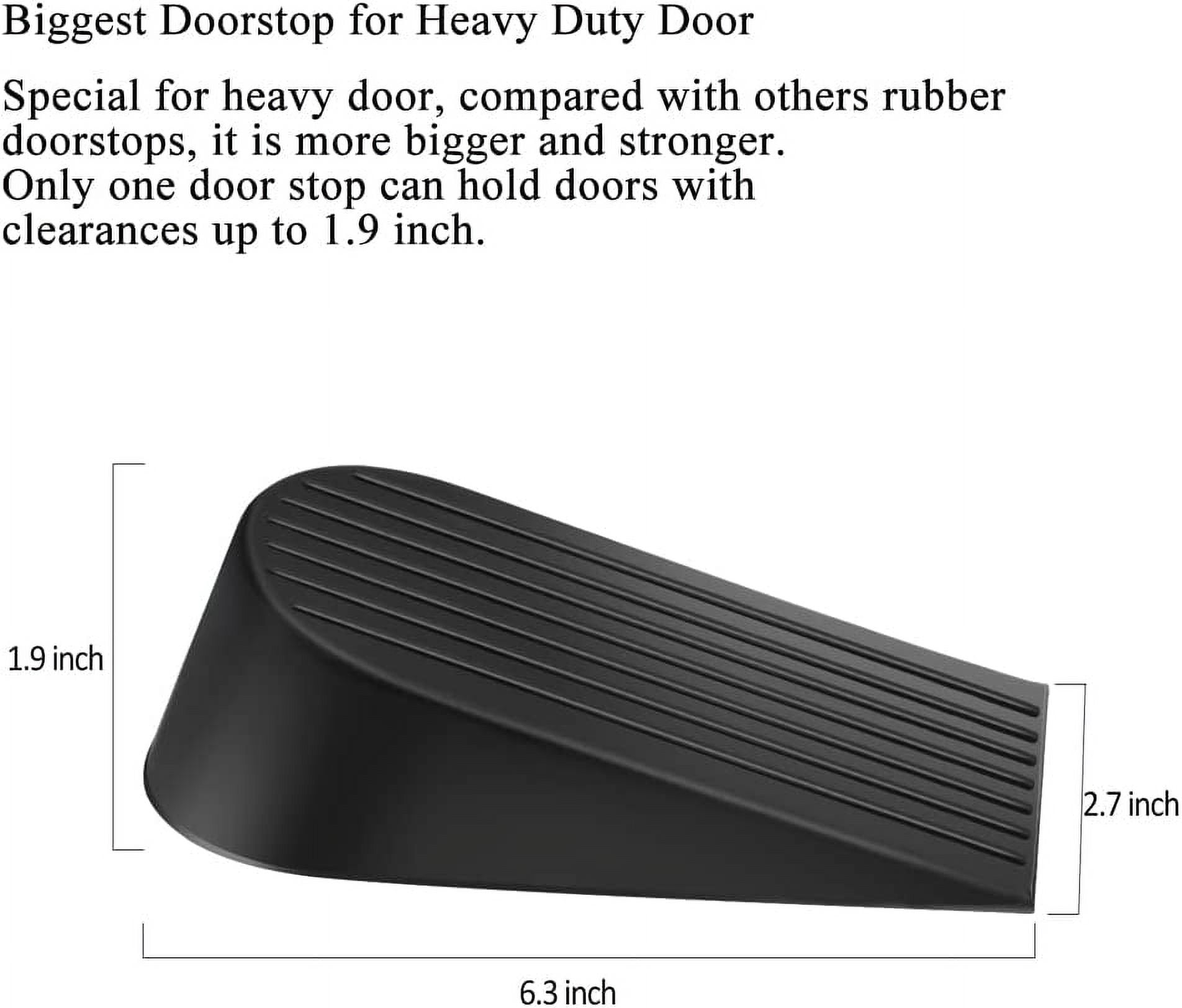 Big Door Stopper 2 Packs, Heavy Duty Wedge Rubber Door Stop Works on All Floor Surfaces, Non-Scratching Special for Home Office School Heavy Door (Black, H1.9 x L6.3 x W2.7 Inches)