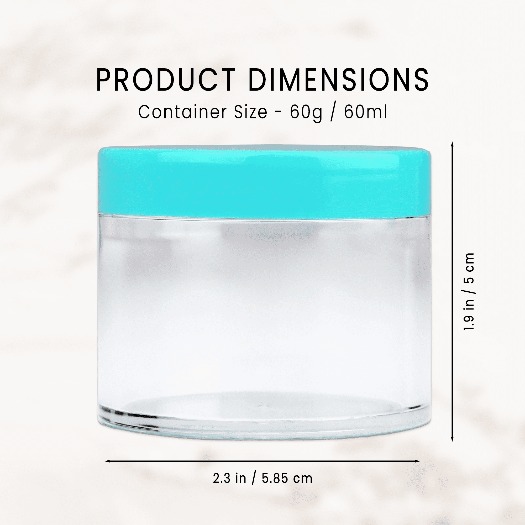 Beauticom 36 Jars High Quality 60 Gram/ML 2 Oz Thick Acrylic Sample Container Jars - BPA Free (Teal)