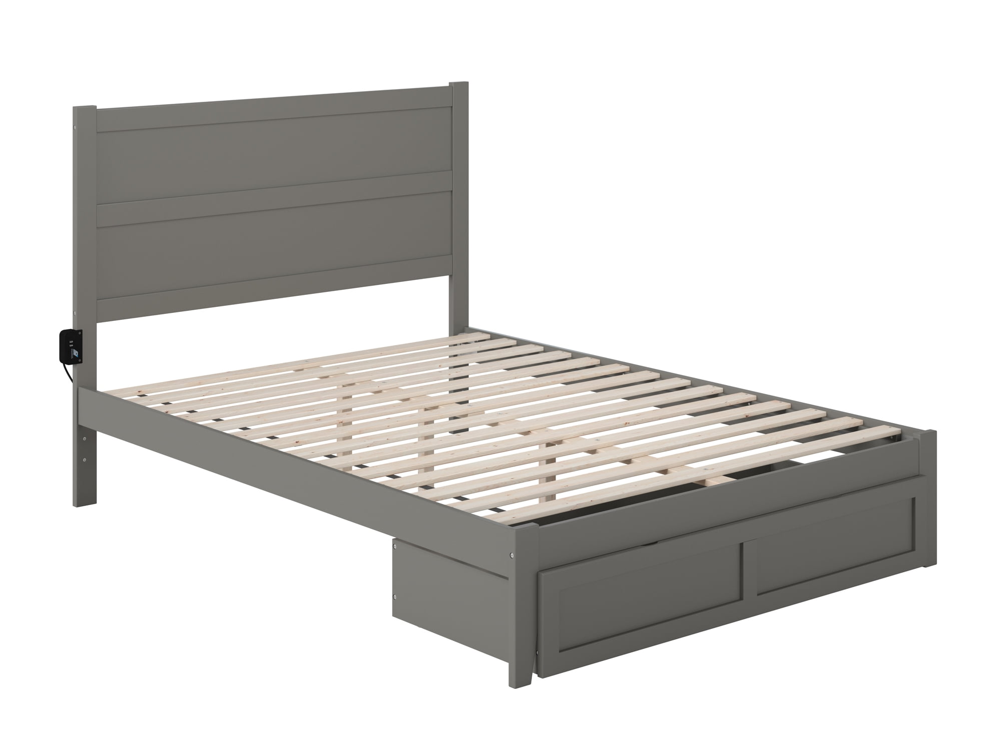 AFI NoHo 14" Queen Wood Platform Bed Frame with Foot Drawer Storage, Grey