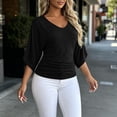 thumbnail image 5 of Neewe 3/4 Length Sleeve Womens Tops V Neck Shirt Dressy Casual Blouse Basic Tshirts 2026 Fashion Clothing S-3XL, 5 of 5