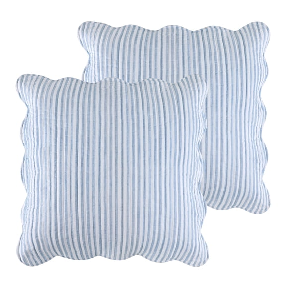 Levtex Home - Martha Stripe - Euro Sham Set of 2 - Stripe - Blue and White - (26x26in.), No Insert - Cotton