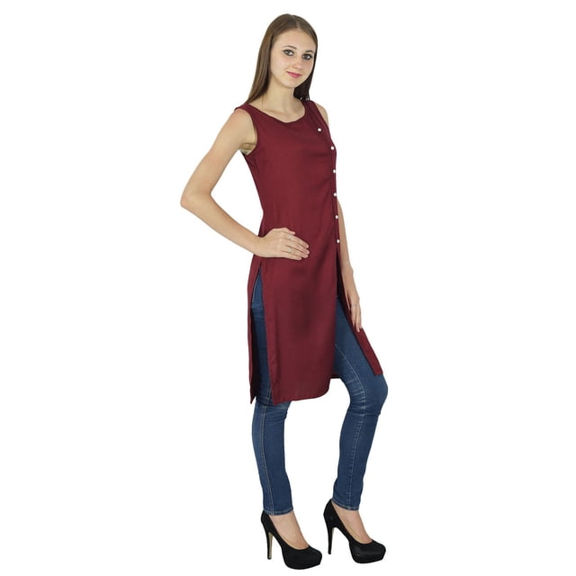 Kurti Indien en Coton Designer Asymétrique Kurta Décontractée Robe de Fête Toptunique pour Femmes