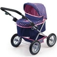thumbnail image 4 of Bayer Design: Trendy Pram Stroller - Navy & Pink Hearts - Accessory For Dolls Up To 18", Matching Shoulder Bag, Adjustable Handle, Foldable, Kids 3+, 4 of 7