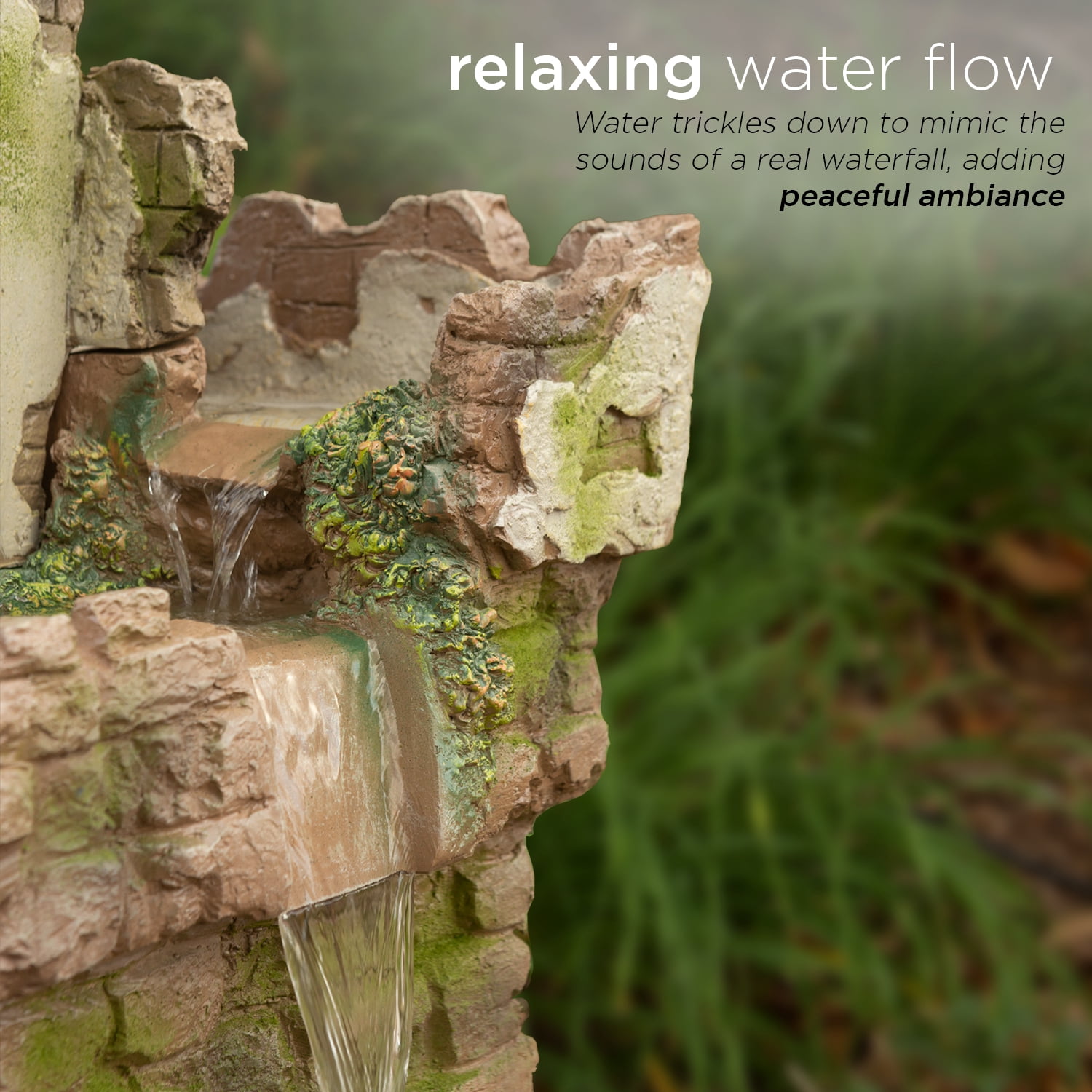 Alpine Corporation Outdoor Fairy Castle Waterwheel Tiered Fountain