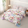 thumbnail image 3 of Manfei Funny Ghosts Flowers Twin Quilt Set,Happy Halloween Twin Coverlet Set,Pink,2pcs, 3 of 7
