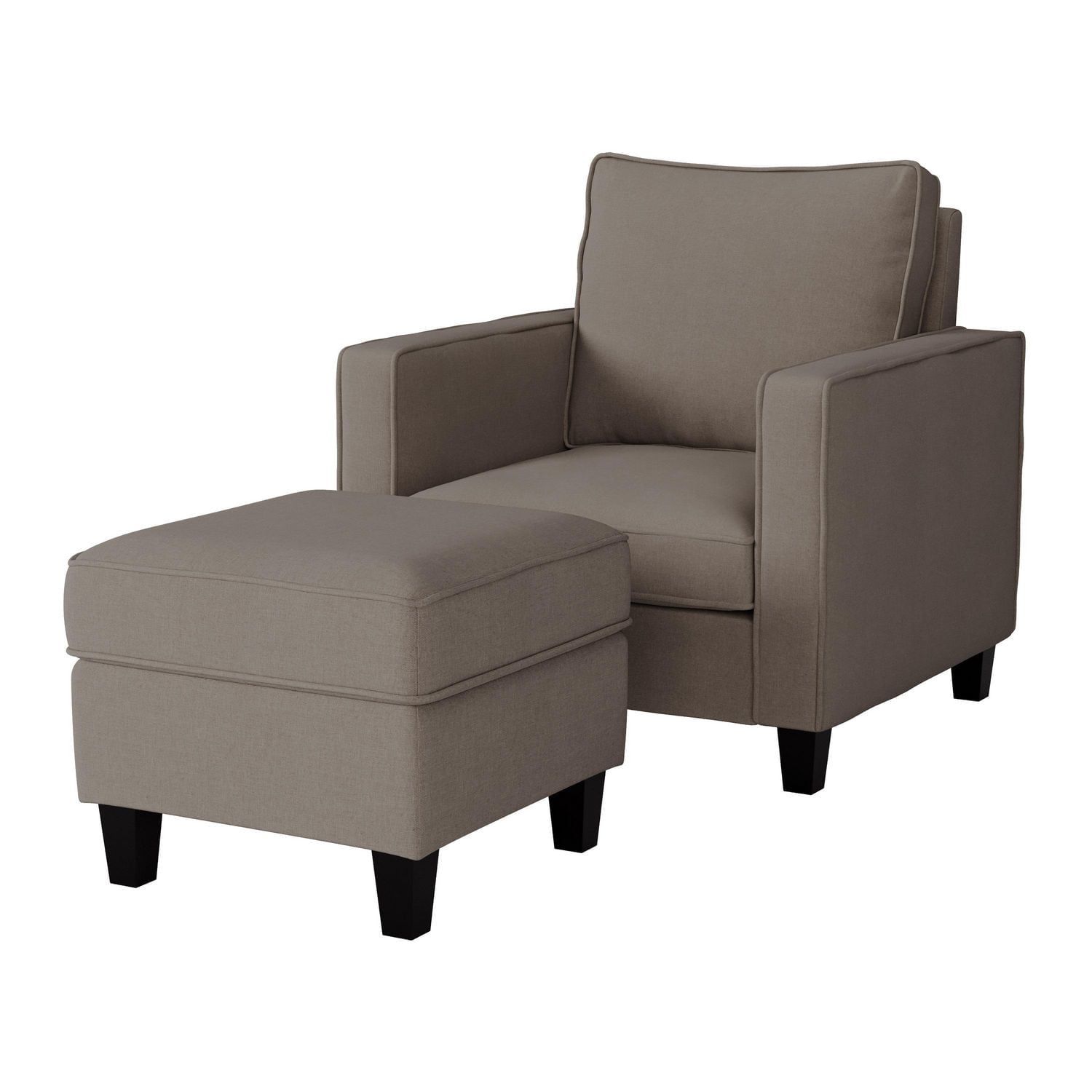 Ensemble de fauteuils d'appoint et de poufs d'intérieur rembourrés en lin Georgia de CorLiving