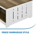 thumbnail image 3 of DEXTRUS Coffee Table, Square Coffee Table, Farmhouse Coffee Table with Half Open Storage Compartment for Living Room, Brown&White, 3 of 6