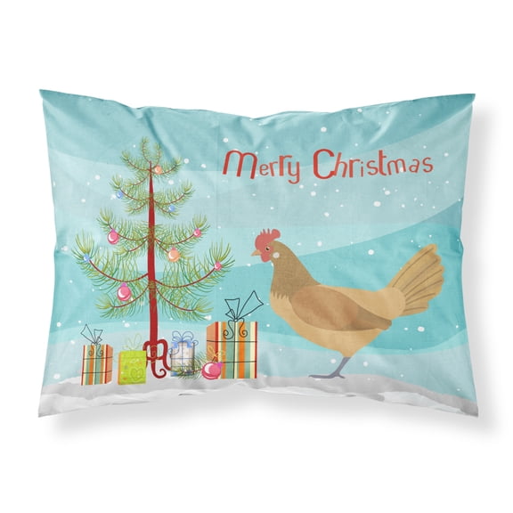Carolines Treasures BB9199PILLOWCASE Frisian Friesian Chicken Christmas Fabric Standard Pillowcase Teal Standard
