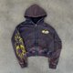 thumbnail image 2 of Sudadera con capucha y cremallera con lavado ácido a la moda de moda Harajuku con estampado gráfico gótico retro sudadera de alta calidad ropa de hombre de gran tamaño, 2 of 4