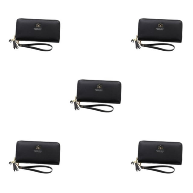 kurtrusly Stylish And Practical Women Wallet With Multiple Compartments Fashionable Accessories PU Card Holder Wallet Wallets black 5Set