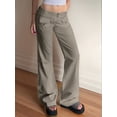 thumbnail image 5 of Women'S Wide Leg Jeans Low Waist Causal Straight Leg Business Cargo Pants Khaki M, 5 of 9