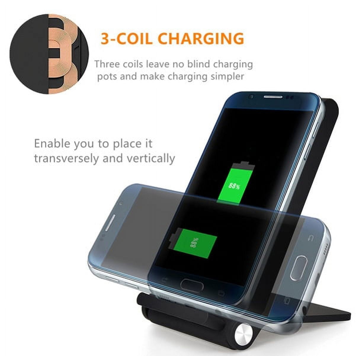 10W Fast Wireless Charger for Google Pixel 5,4,XL Phones - Folding Stand 3-Coils Charging Pad Slim