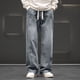 thumbnail image 1 of Pantalones vaqueros de longitud completa para hombre, de moda, casuales, de color sólido, con cordón, de pierna recta, pantalones para hombre, 1 of 5