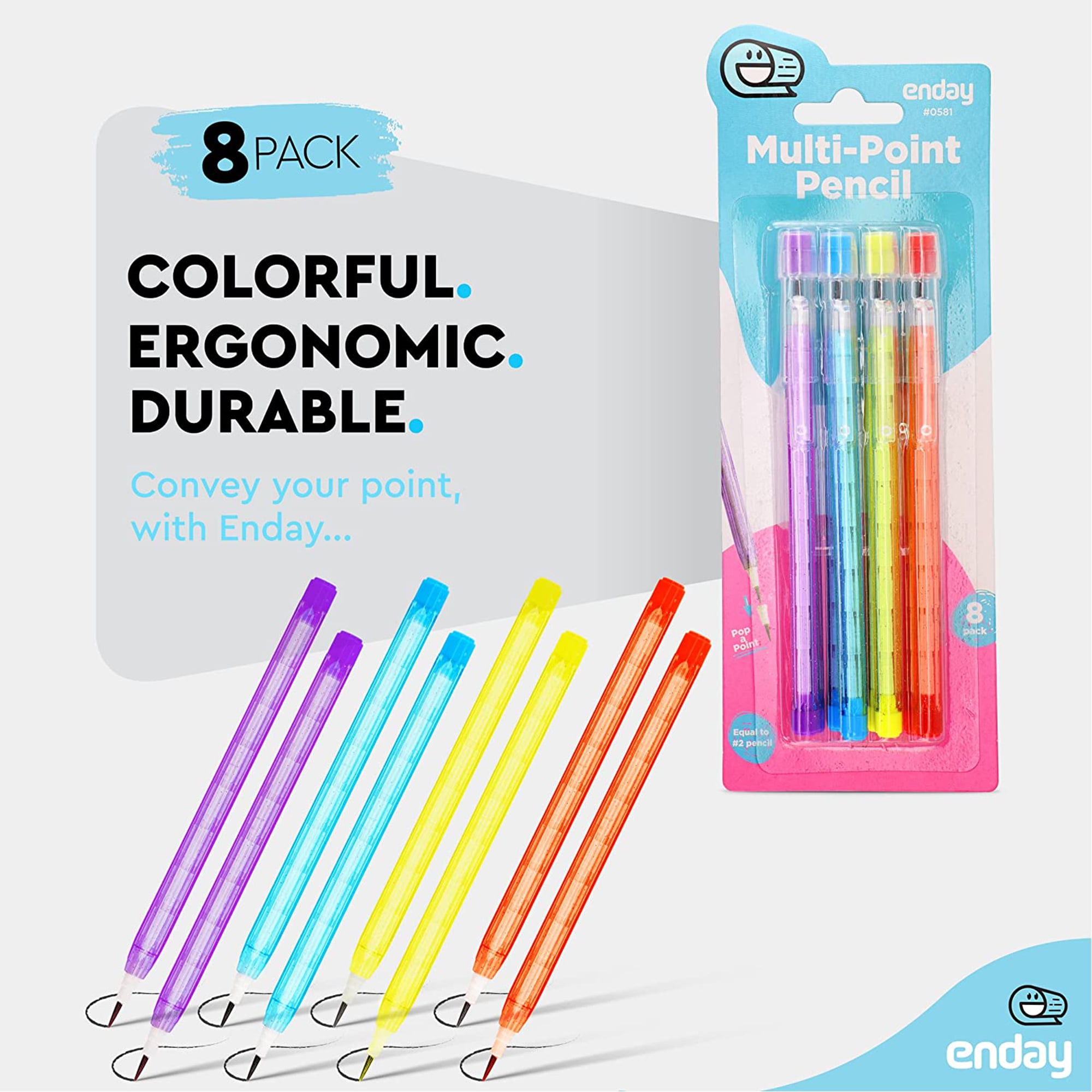 Enday Stackable Pencils for Kids Cool Pencil with Matching Erasers Multicolor 3 Packs of 8 24 Count, Size: ?8.86 x 8.7 x 1.57 in