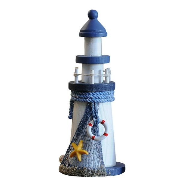 EeaseMX Faro decorativo de madera, minifaro náutico, decoración, 1 ud.