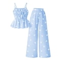 thumbnail image 4 of Bovxnpu Girls Summer Clothing Sets Girls Bow Graphic Tank Top Elastic Waist Wide Leg Pants Sweet Outfit Set, 4 of 4