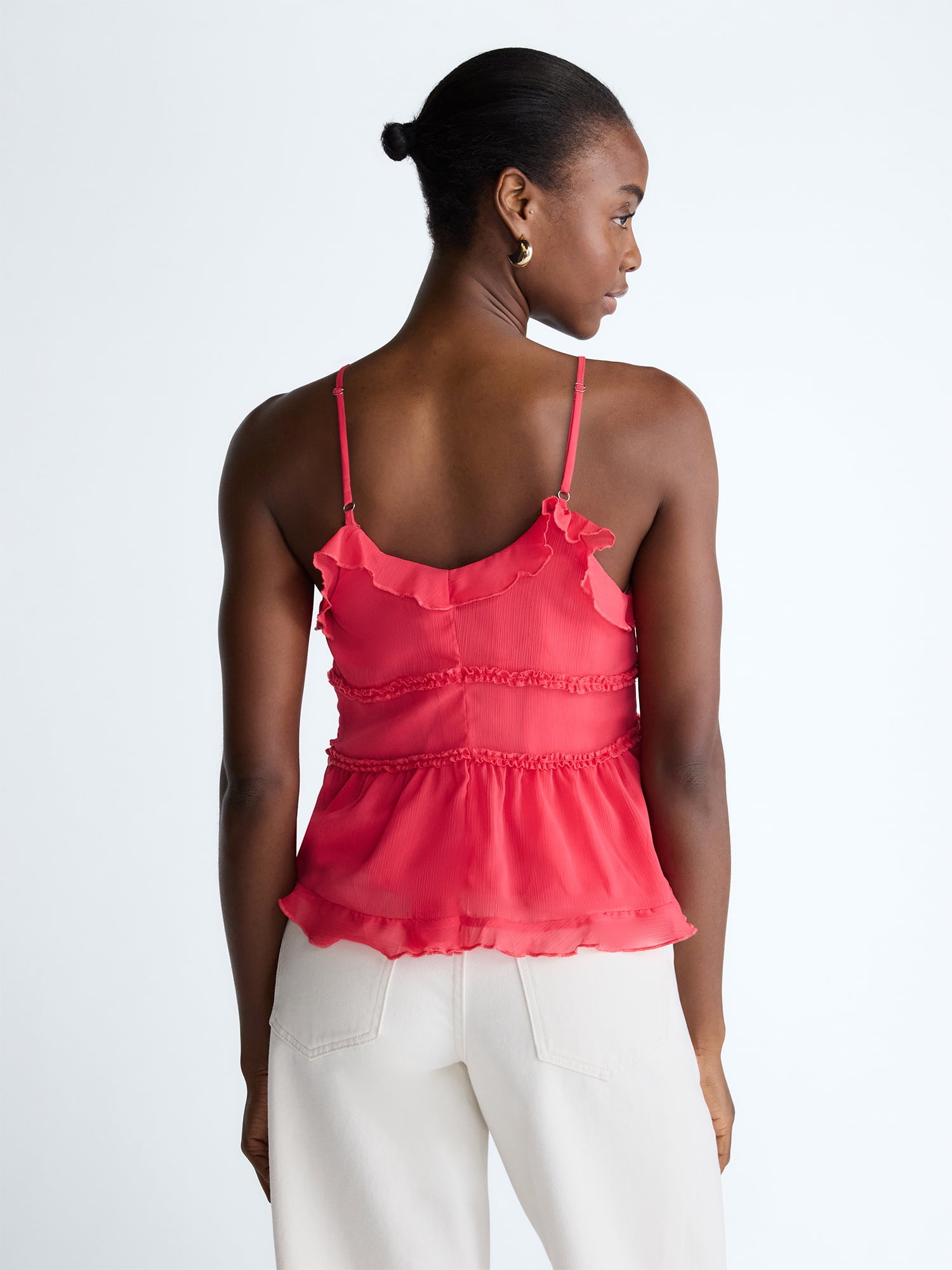 Scoop Women's and Women's Plus Ruffle Camisole Tank Top, Sizes XS-4X