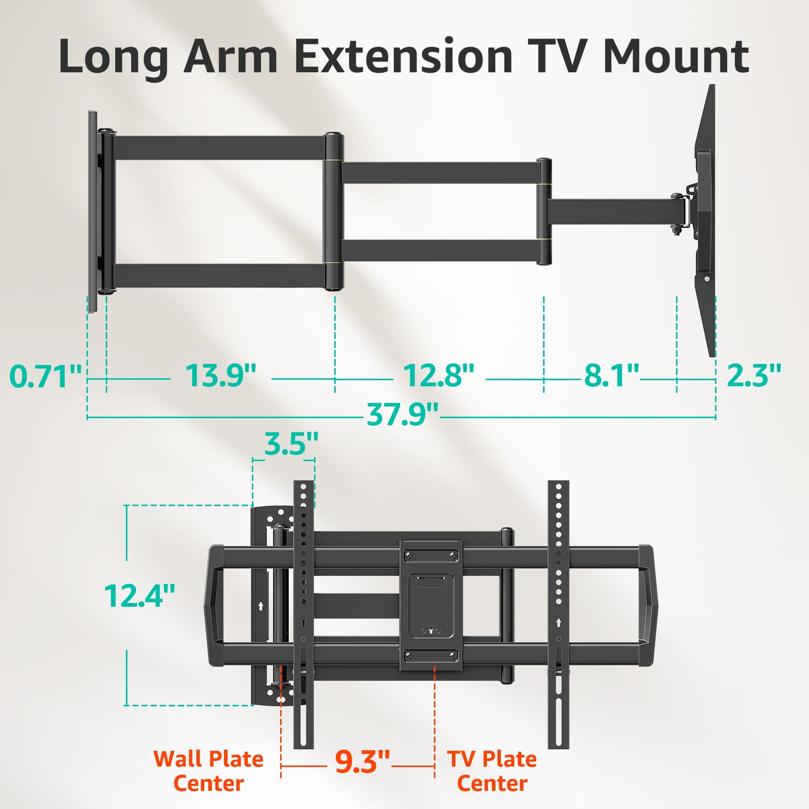MOUNT PRO Full Motion TV Wall Mount 37.9" Long Arm TV Wall Mount for Most 42-75 Inch TVs, Max VESA 600x400mm and 99lbs Corner TV Wall Mount  with Long Extension & Tilt & Swivel Articulating Arm