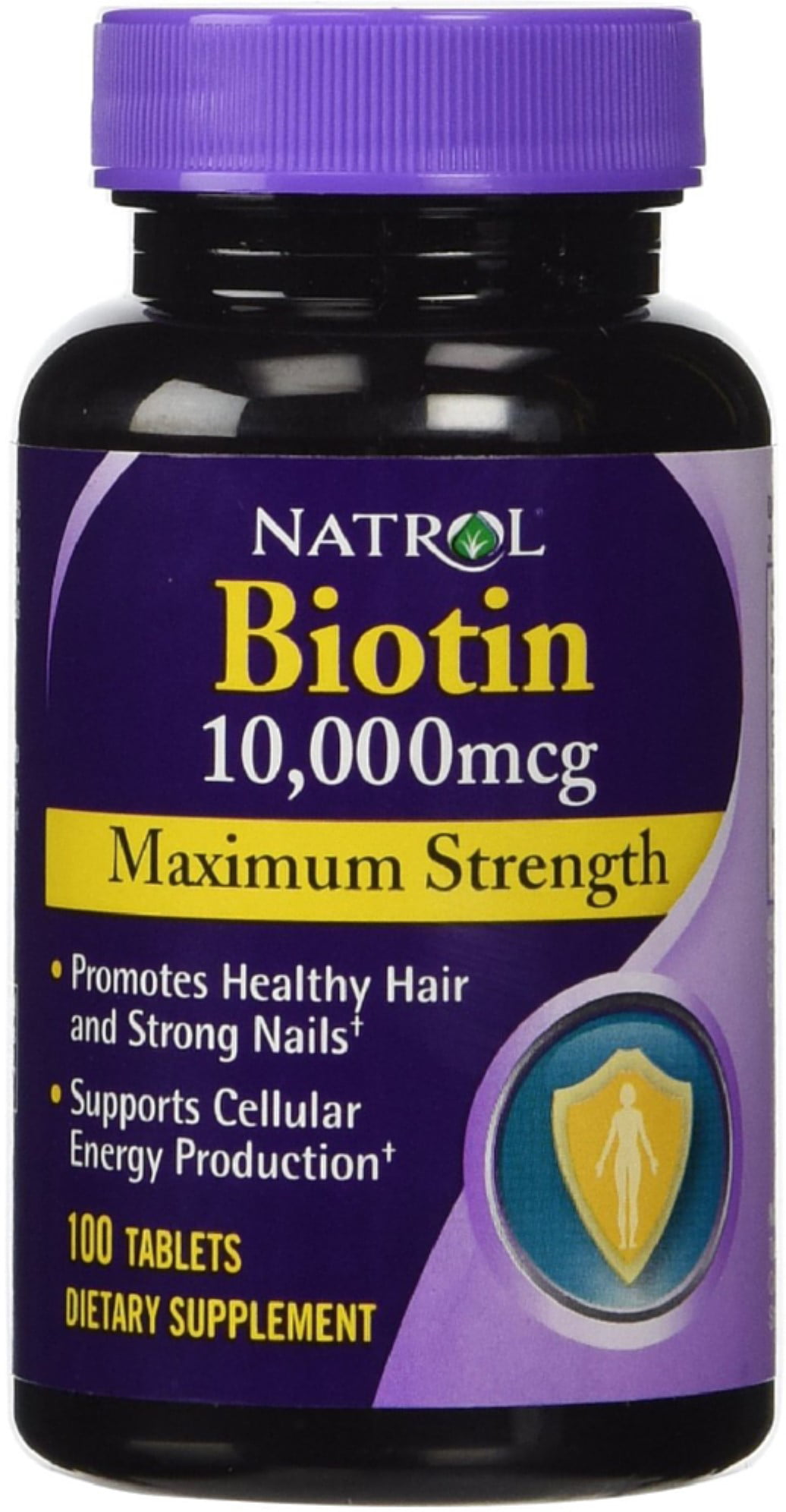 Natrol Biotin, Maximum Strength, 10,000 mcg Tablets 100 ea (Pack of 3)