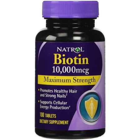 Natrol Biotin, Maximum Strength, 10,000 mcg Tablets 100 ea (Pack of