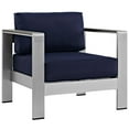 thumbnail image 5 of Modway Shore 7 Piece Outdoor Patio Aluminum Sectional Sofa Set in Silver Navy, 5 of 8