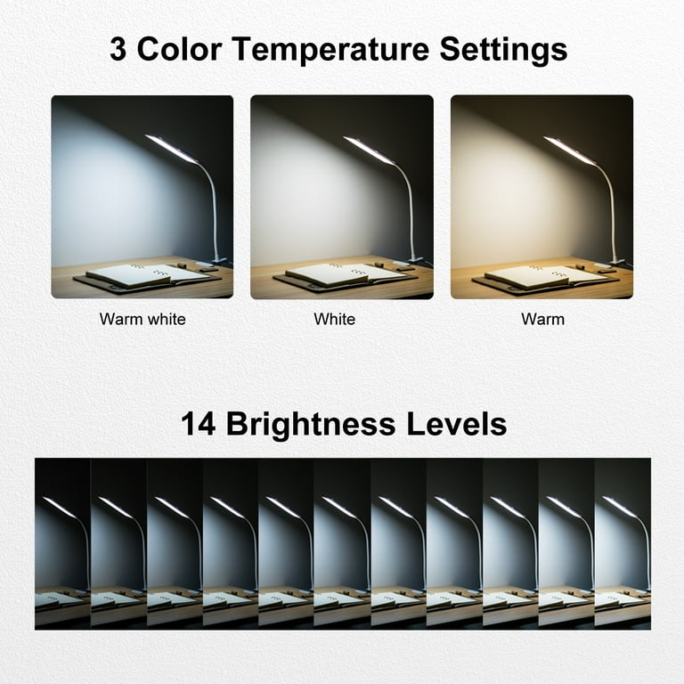 Kootion 5W LED Clamp Desk Lamp, 3 Color Temps photo 2