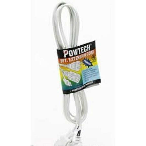 9 FT White Extension Cord, 16 Gauge Power Cord with 3 Recepacle Cube Tap UL Heavy duty Household