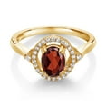 thumbnail image 2 of Gem Stone King 1.21 Ct Oval Red Garnet 18K Yellow Gold Plated Silver Ring (Size 7), 2 of 4