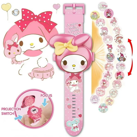 MINISO Hello Kitty 3D Projection Children's Watch Girls Cinnamoroll Kuromi Melody Anime Action Figures Model Toy Kid Gift