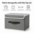 thumbnail image 2 of 2 Pack Stackable Fabric Storage Bins with Flip-Top Lids, Gray Closet Organizer Boxes with Handles for Clothes, Towels, Blankets, Bedroom and Dorm Room, 2 of 7