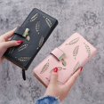 thumbnail image 3 of Cartera de mujer, bolso de mano largo de moda, billetera con hebilla y cremallera con hojas huecas, bolso de mujer, 3 of 5