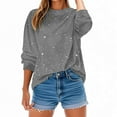 thumbnail image 6 of ZUKMRJPC Women's Crewneck T-Shirts Casual Long Sleeve Fashion Shiny Printing Solid Color Pullover Tees Fall Fashion Loose Fit Comfy Tops, 6 of 7