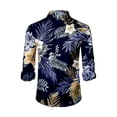 thumbnail image 4 of Mens Hawaiian Shirts Ocean Wave Print Casual Long Sleeve Button Down Shirts Tropical Holiday Beach Clothes, 4 of 4