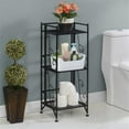 thumbnail image 3 of Pemberly Row Three-Tier Folding Metal Shelf with Scroll Design in Black Metal, 3 of 10