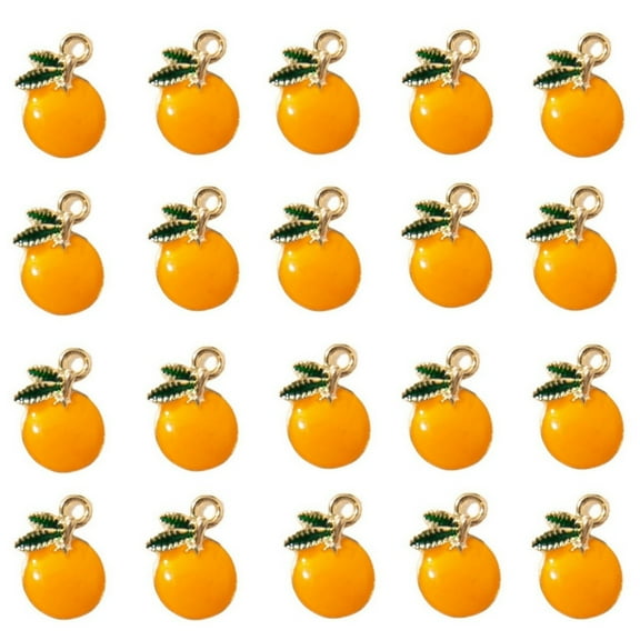 Gierzijia 20 Pieces Cartoon Orange Fruit Charms for Jewelry Making, 11x15mm DIY Plated Enamel Cute Orange Pendant for Earring Necklace Keychain