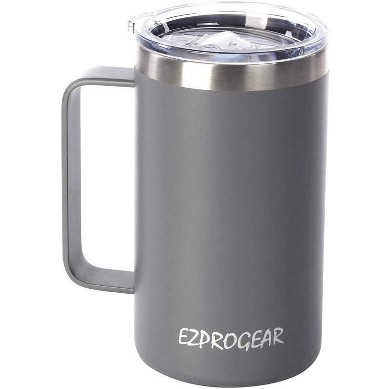 Ezprogear 40 oz Stainless Steel Mug Beer Tumbler Double Wall Coffee Cup  with Handle and Lid (Stainless Color)