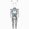 thumbnail image 5 of NOLDARES Child Metallic Alien Hooded Full Body Jumpsuits for halloween Robot Theme Party (White,4-5 Years), 5 of 6