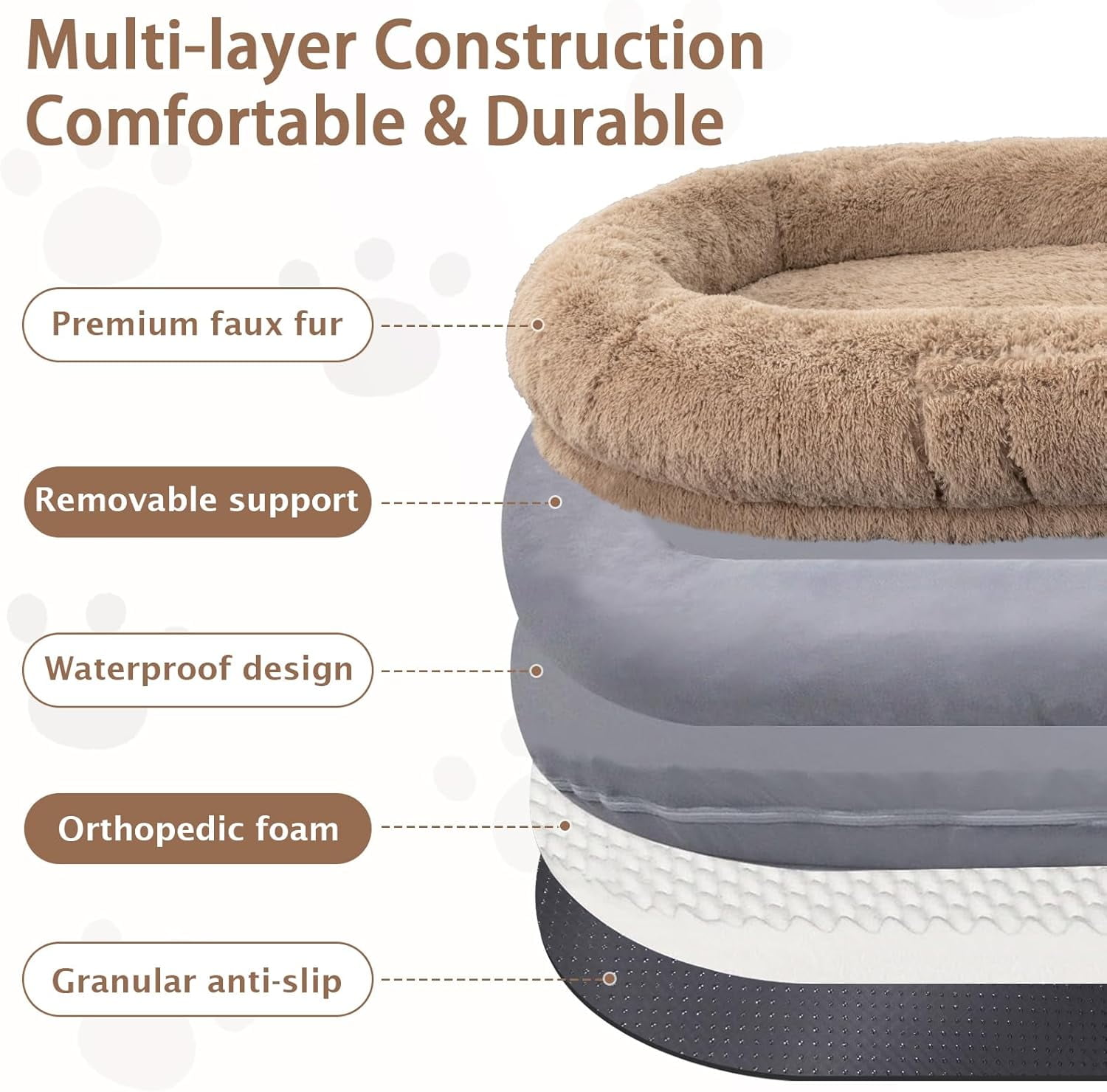 Oversize Human Dog Bed Memory Foam Bed with Plump Pillow and Blanket Khaki 71"L x 45"W x 12"Th