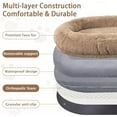 thumbnail image 3 of Oversize Human Dog Bed Memory Foam Bed with Plump Pillow and Blanket Khaki 71"L x 45"W x 12"Th, 3 of 9